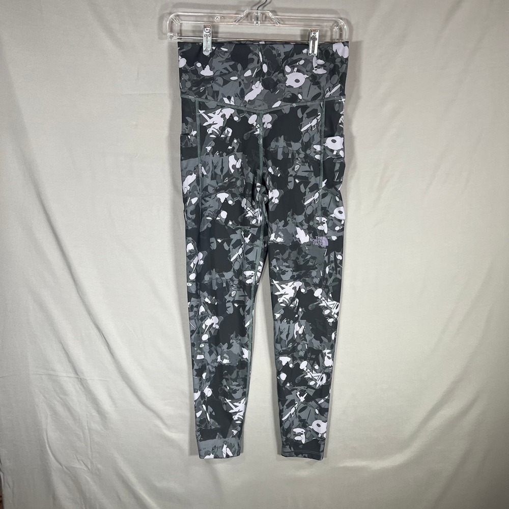 North Face Printed Motivation Hi-Rise 7/8 Pocket Leggings Women's Larg Camo Grey